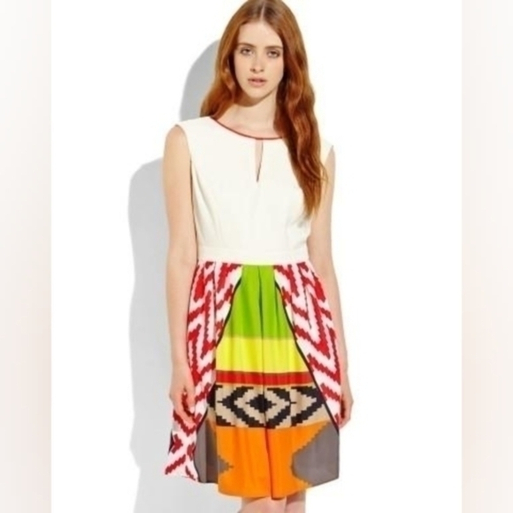 Ellen Tracy Tribal Aztec Boho Chic Dinner Date Brunch Formal Dress Size 12